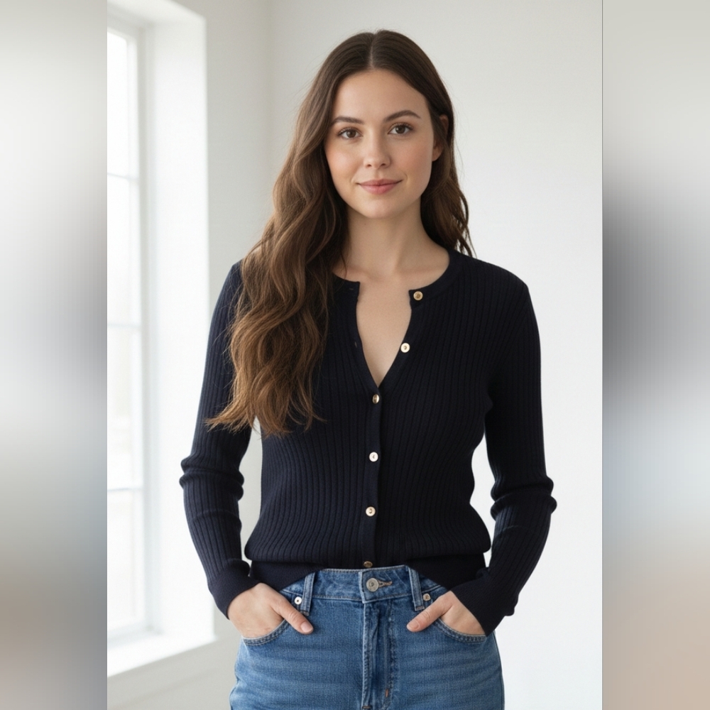 H&M Fine Knit Classic Ribbed Cardigan